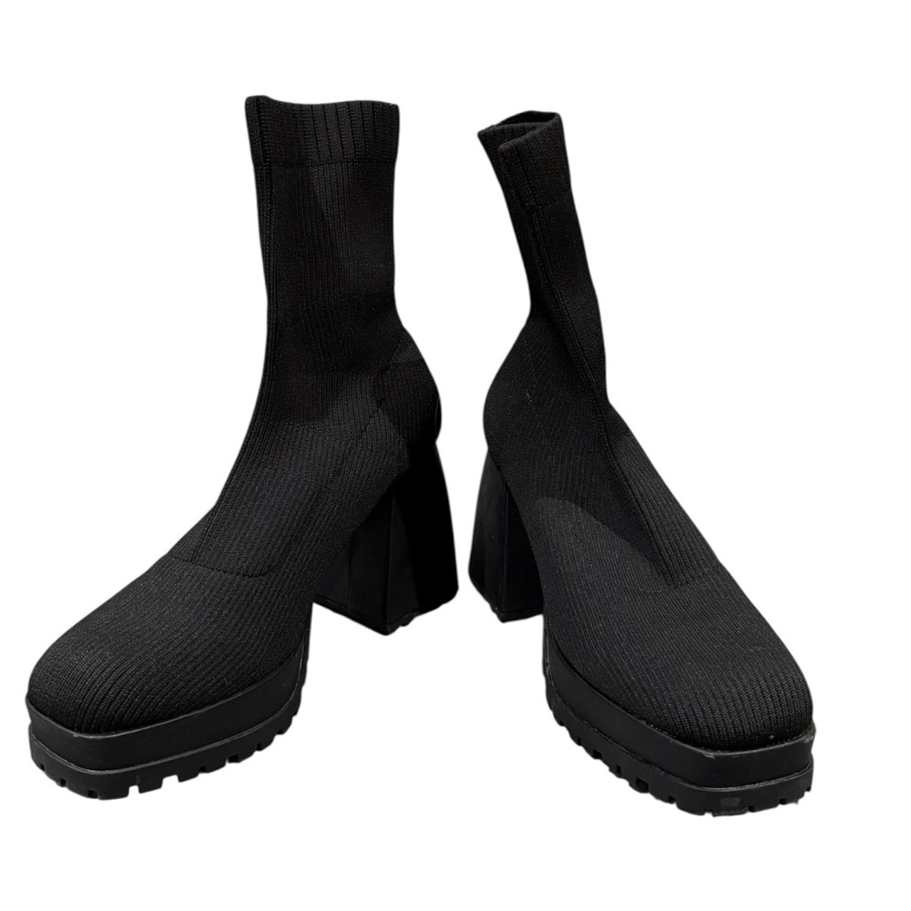Black Women's Knit Ankle Boots